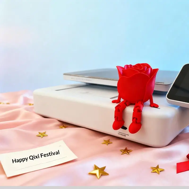 تماثيل وردة حمراء مطبوعة ثلاثية الأبعاد لتزيين المنزل والحرف اليدوية وحلي لسطح المكتب وهدايا عيد الحب #4