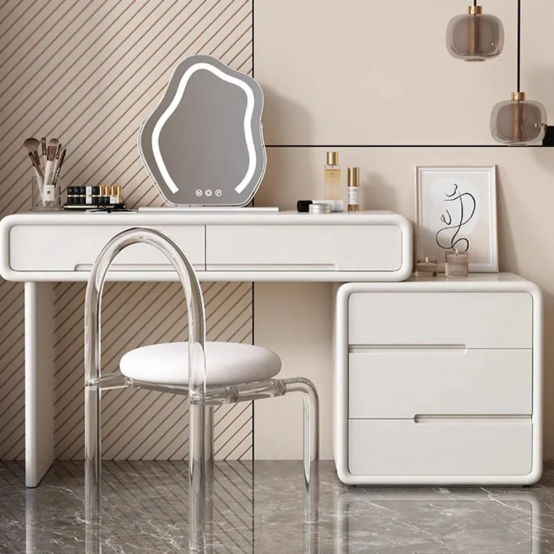 White Desk Furniture For Beauty Salon Makeup Chair Luxury Nordic Dressing Table Toiletries Modern Nail Vanity Set Accent Rooms