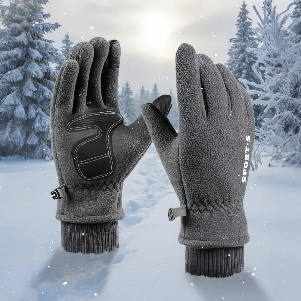 

Зимние флисовые перчатки для мужчин и женщин, ветрозащитные спортивные флип-перчатки с сенсорным экраном для верховой езды на открытом воздухе