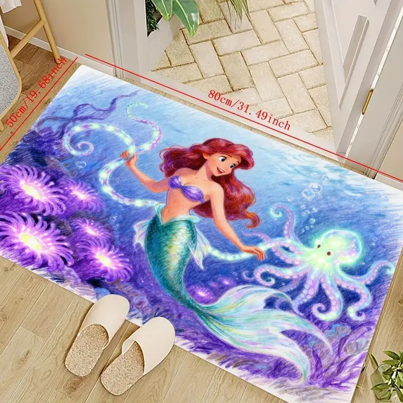 

1 шт. Волшебная Русалочка Ариэль и светящийся коврик в виде осьминога для декора детской комнаты для девочек, яркий коврик с рисунком под морем,