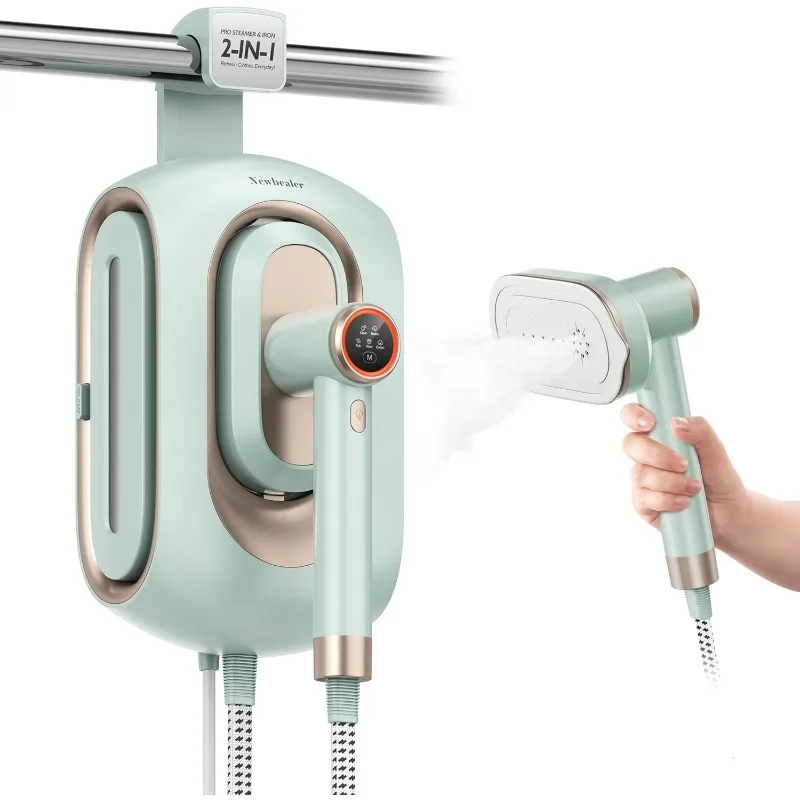 2In1 Pro Steam Station Iron (Green) bundle with Smart Steam Iron (Green), Both 3-Level Steam & Dry Ironing, Self Cleaning, 360°