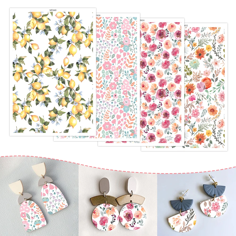 

Beautiful Flower Lemon Leaves Polymer Clay Transfer Paper Water Soluble Disposable Stickers for Diy Jewelry Earring Decal 2025