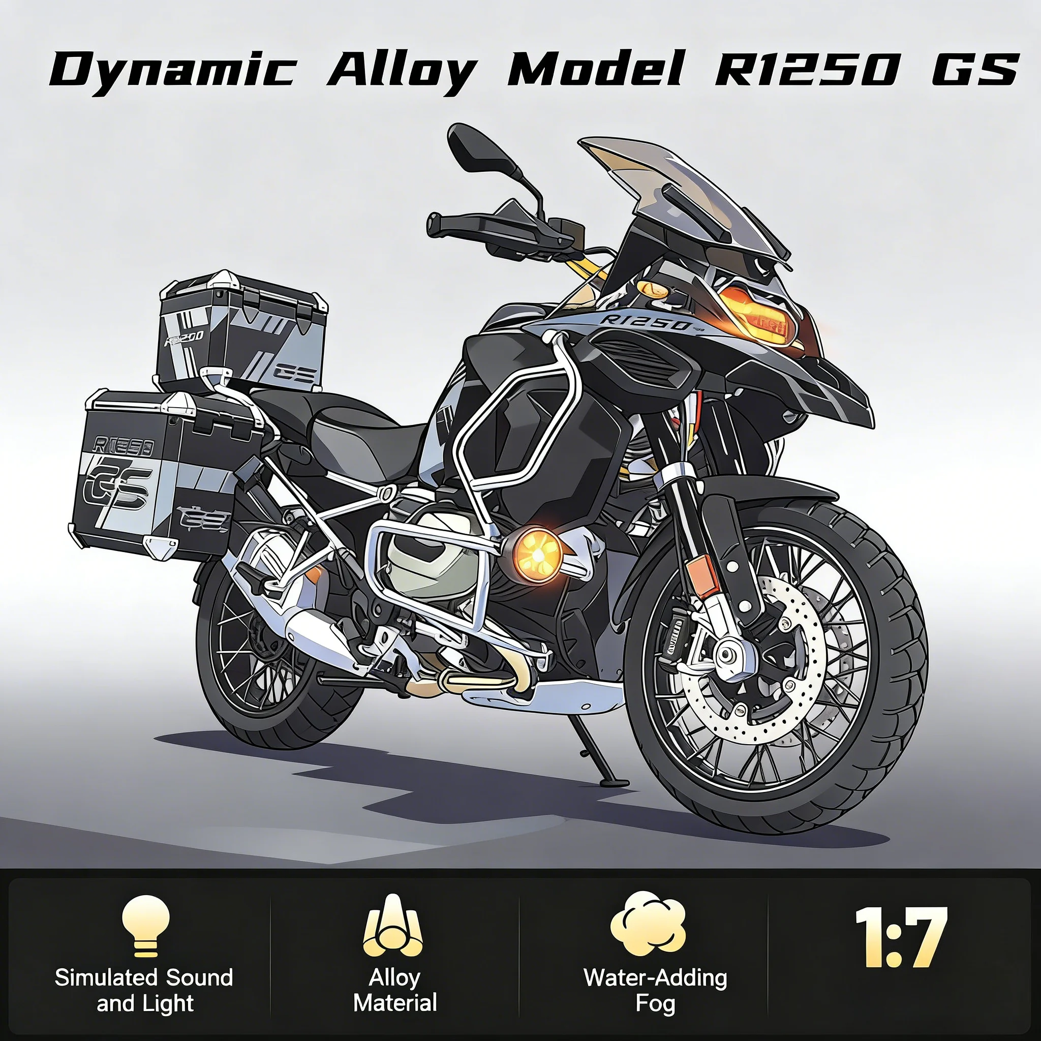 Spray 1:7 FOR BMW R1250 GS ADV Alloy Metal Diecast Motorcycle Model Trendy Ornaments Collection Toys Car Gift boy Birthday