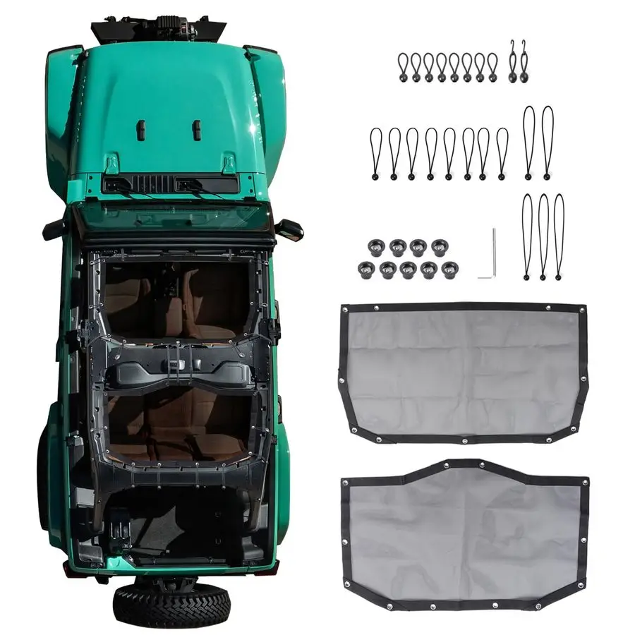 

Совместим с Jeep Wrangler JL 2024 2025, 4 двери, 4XE, жесткий верх, аксессуары, передняя и задняя солнцезащитная козырек, мягкий сетчатый верх, бикини на крышу Bimini