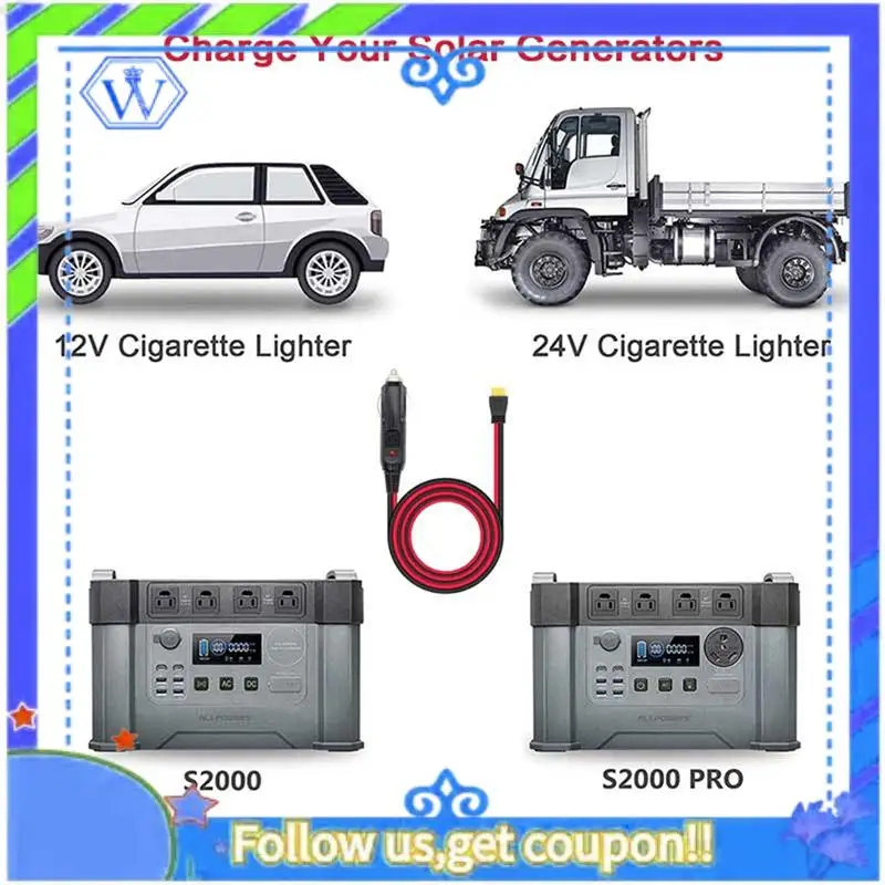 

M46K-Car Cigarette Lighter To XT60 12V 24V Charging Cable For ALLPOWERS S2000 Bluetti EB55,Anker 757/767 Ecoflow Delta Series