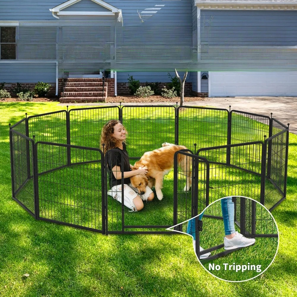 

Fence, 12 Panels Heavy, 32" Height 32FT Puppy Playpen, Indoor Anti-Rust Exercise Fences with Doors, Total, 79 Sq ft, Fence