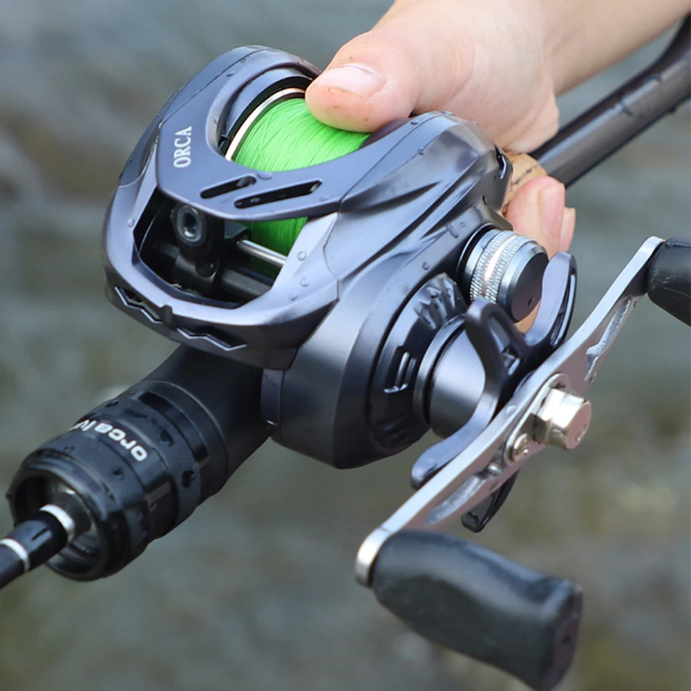 FISHINGFANS ORCA 5+1BB Baitcasting Casting Reel With PE Line Drag 8kg Power 7.2:1 Gear Ratio Pesca Sea Freshwater Fishing Reel
