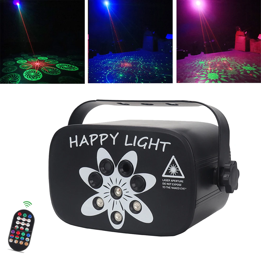 8 Holes 80 Patterns UV Laser Light USB Powered 5W RGB Mini DJ Disco Laser Light Projector Stage Strobe Lighting LED Party Light