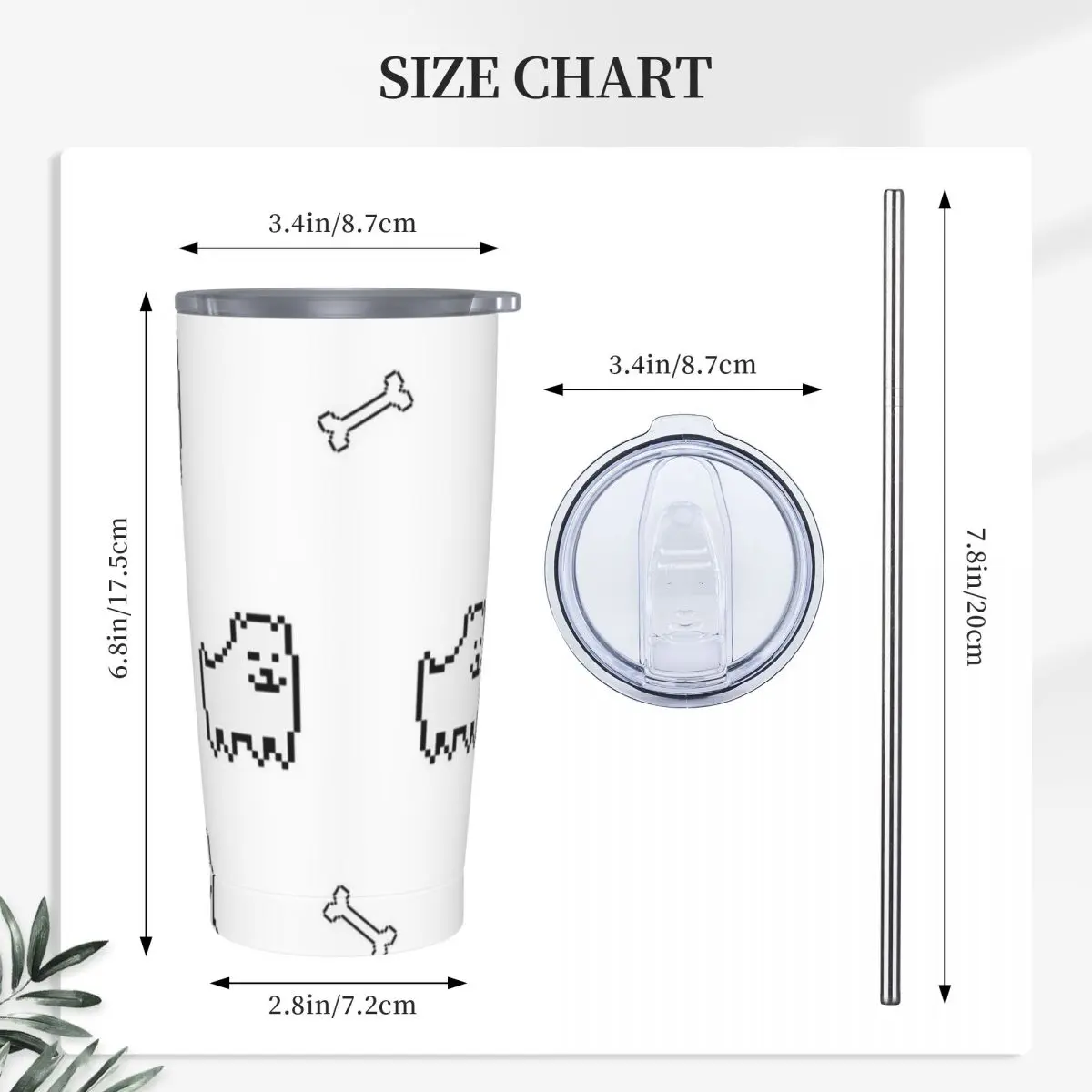 UNDERTALE ANNOYING DOG SEAMLESS PATTERN Stainless Steel Tumbler Vacuum Insulated Mugs Thermal Cold Cup Straw With Lid 20oz