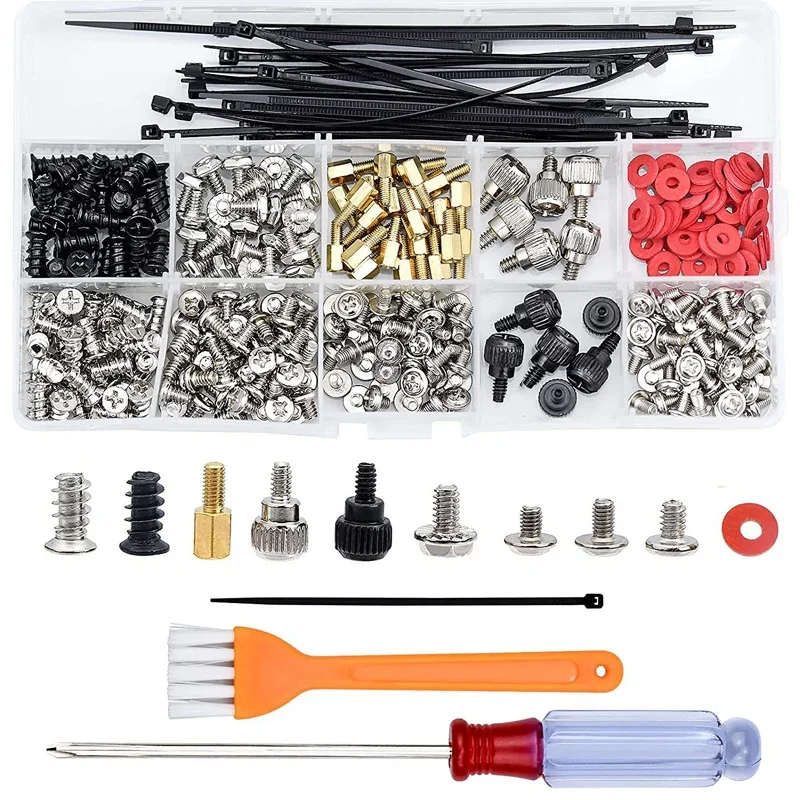 Computer Screw Set Bolt PCB Support Standoffs Kit DIY Motherboard Pillars Spacer Mount PC Case Fan Screws Hard Drive Red Washers