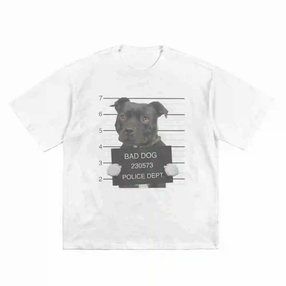 Staffordshire Bull Terrier Mugshot Bad Dog Line Up Number 12 Short Sleeve Tee 100% Cotton T-Shirt