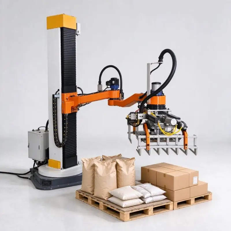 Column Palletizer Column Type Pallet Stacking Machine Compact Structure Vertical Palletizer For Small Packaging Factory