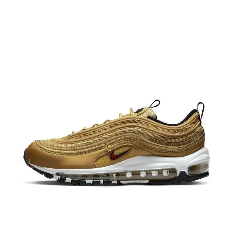 Nike Air Max 97 Women's Gold Cushioned Sports  Fashion Retro Comfortable Breathable Anti-slip Wear-resistant Running Shoes