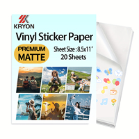 20 PCS Letter Size 8.5x11 Inch Matte Printable Vinyl Sticker Paper-Inkjet and Laser Printer Compatible for Durable DIY Projects