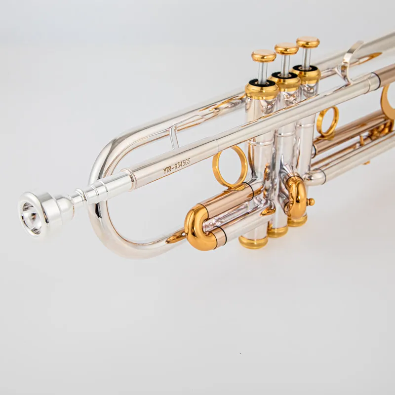 New 9345 Bb Trumpet Instruments Surface Golden Silver Plated Brass Bb Trompeta Professional Musical Instrument