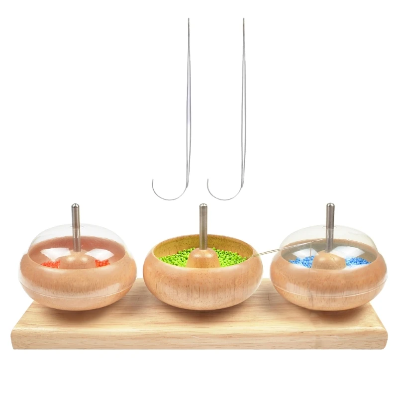 

Three Bowls Bead Piercer Manual Rotation Beading Bowl Waist Bead Spinner for DIY Beading Crafts Jewelry Making