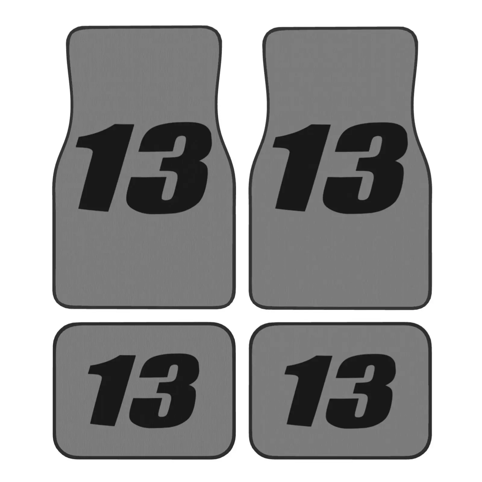 

Number 13 Pattern Print Car Floor Mats of 4 Pieces Anti Slip Front Rear Foot Mats Universal Car Accessories for SUV Van Truck