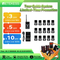 Retekess T130S Wireless Tour Guide System 2nd Gen T130 Long Standby Audio Guide System D-Shaped Earphones for Group Tour Meeting