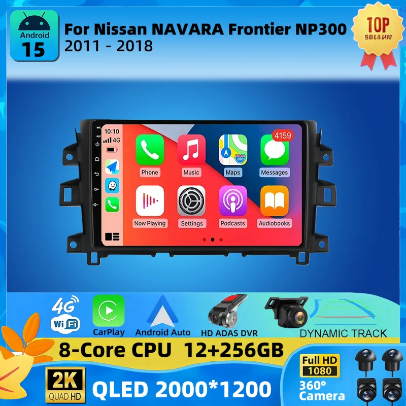 Radio para Auto con Carplay para Nissan NAVARA Frontier NP300 2011-2018, Android 15, Navegación GPS, Reproductor Multimedia, WiFi+4G, Video Estéreo