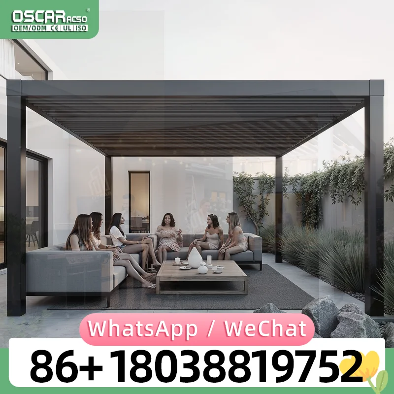 Motorized Louvered Aluminum Pergola Bioclimatic Canopy for Outdoor Patio Balcony Rainproof pergola
