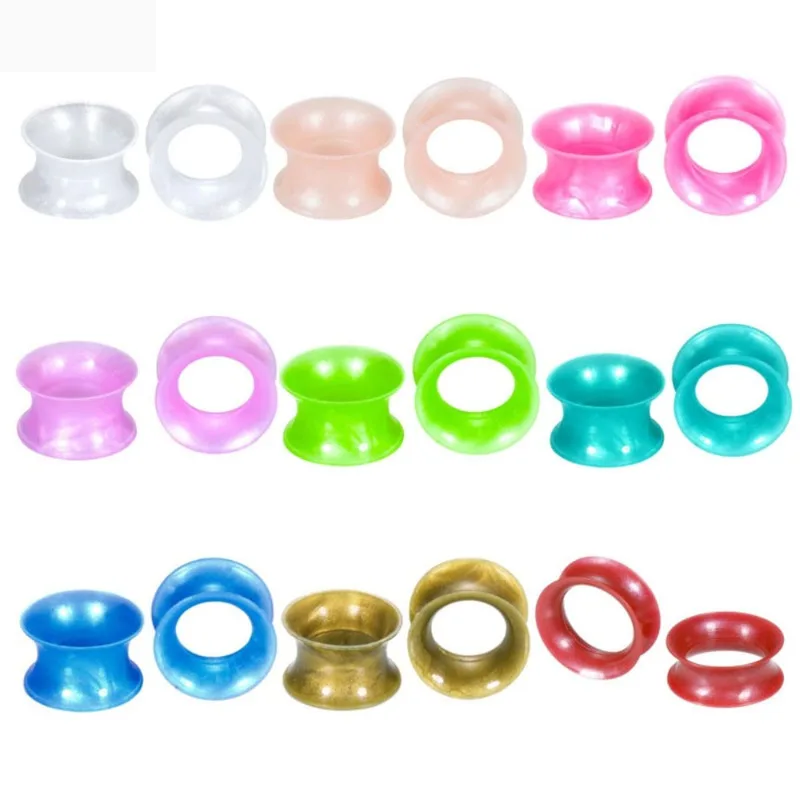 18pcs/lot Silicone Ear Gauge Round and Plug Stretching Kits Mixed Color Ear Flesh Tunnels Body Piercing Jewelry New