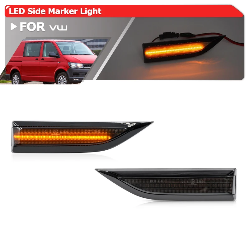 

For VW Transporter T6 Caddy 2015- Smoke Led Side Marker Lights Repeater Indicator Replace 2K5949101 7E0949101 7E0949102D 9B9