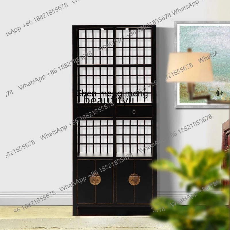 Solid wood new Chinese antique bookshelf cabinet, old desk furniture, homestay decoration rack