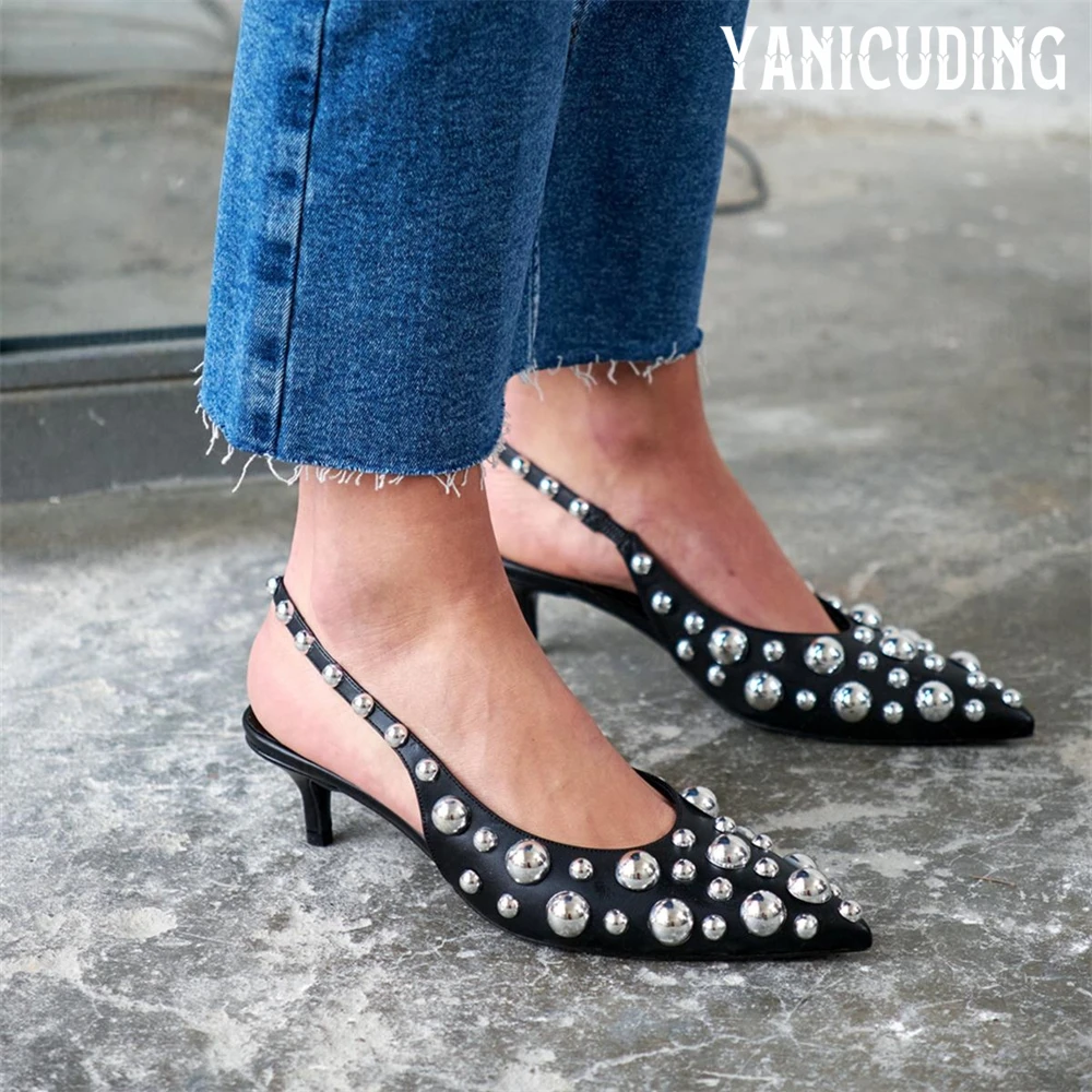 

Metallic Beaded Stilettos Multicolor Sexy Pointed Pumps Designer Novelty High Heels Fashion Elastic Band Beaded Pumps for Women