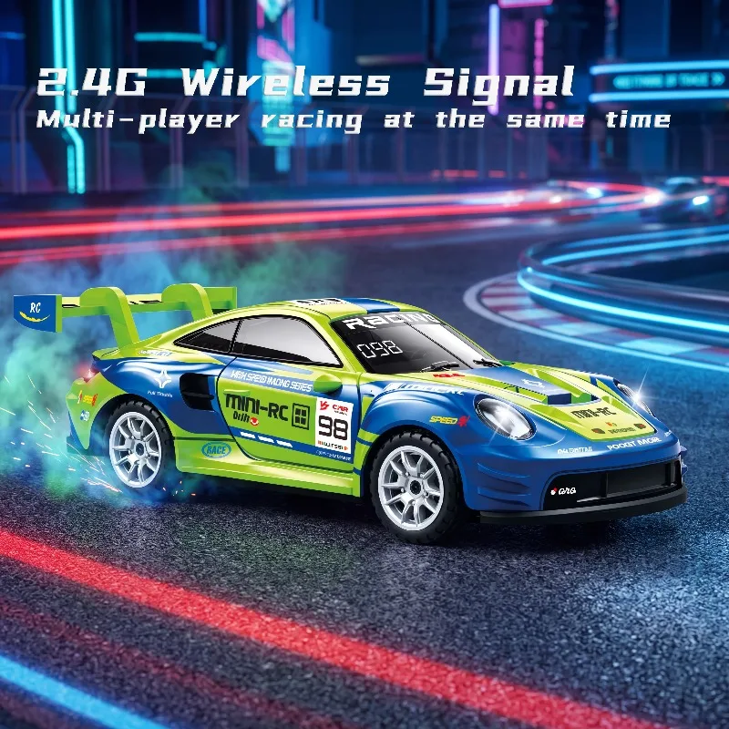 SCY 1:64 RC Car Mini Desktop 2.4G Remote Controlled Quad-Rotor Drifting Racing Bug Car Porsche Model Boy's Toy Gift Vehicle