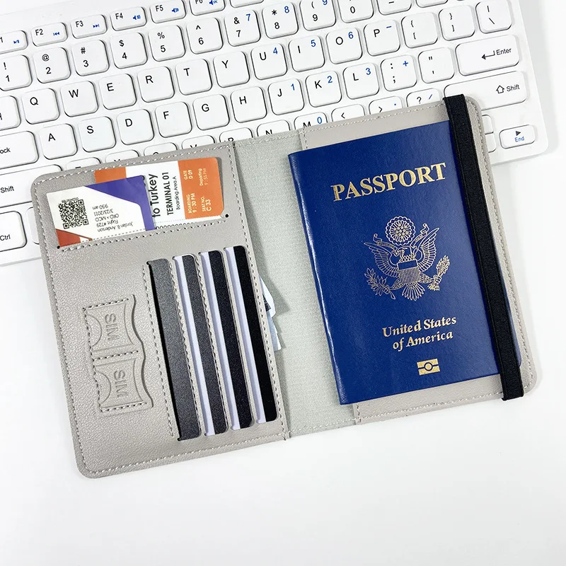 1PC Thick Passport Holder with Strap Hand-Stitched Leather Multi-Card Slot Passport Wallet Passport Cover for Travel Accessories