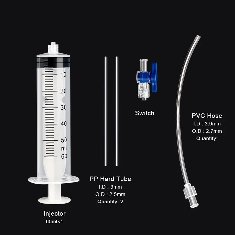 Bike Tubeless Tire Liquid Injection Tool 60ML Syringe MTB Road Bicycle Tire Fluid Injection Tool Presta Valve Core Removal Tool