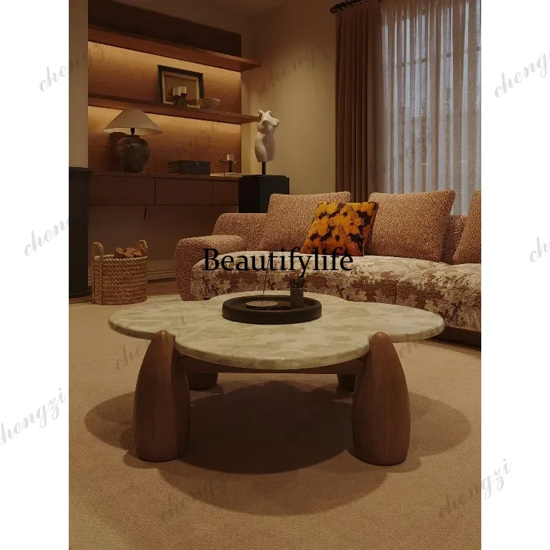Special-shaped Internet celebrity petals four-leaf clover low table artistic sense antique coffee table d178