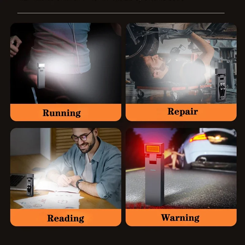 Portable Mini LED Flashlight Rechargeable Powerful Work Light 180° Rotatable Emergency Torch Magnetic Outdoor Camping Car Lamp