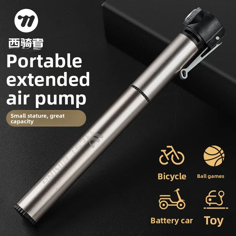 

West Rider High Pressure Bike Pump Aluminum Alloy Mini Portable Hose Pump Outdoor Riding Equipment