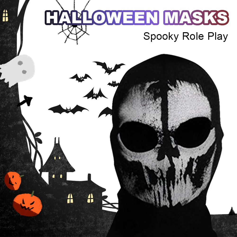 Unisex Balaclava Ghost Face Mask Scary Skeleton Skull Face Mask for Halloween Cosplay Mask for Outdoor Sport Motorcycle Facemask