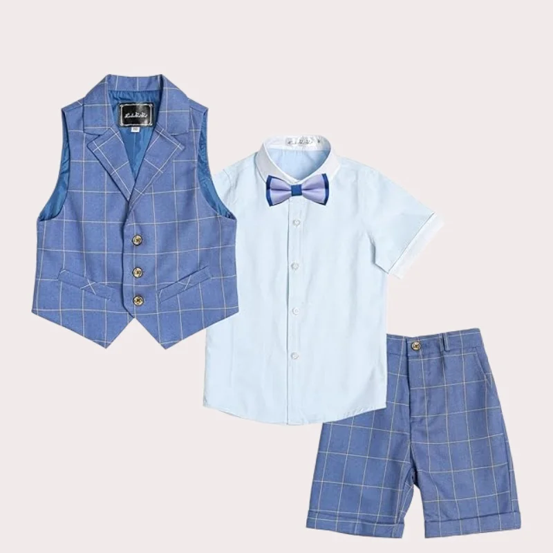 

Boys Summer Vest Set Short Kids Wedding Ring Bearer Outfits Dress Clothes Children's Birthday Photography Costume