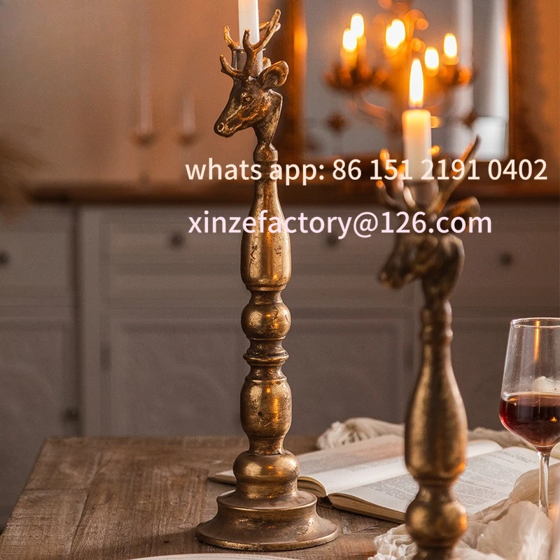 Customizable winter metal candle holder Christmas decoration old candle holder restaurant table creative ornament