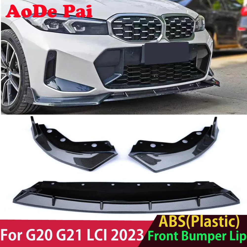 

Carbon Fiber Color Front Lip for BMW 3 Series G20 G21 LCI 2023+ 3 Pcs/ set Front Canard Body Kit