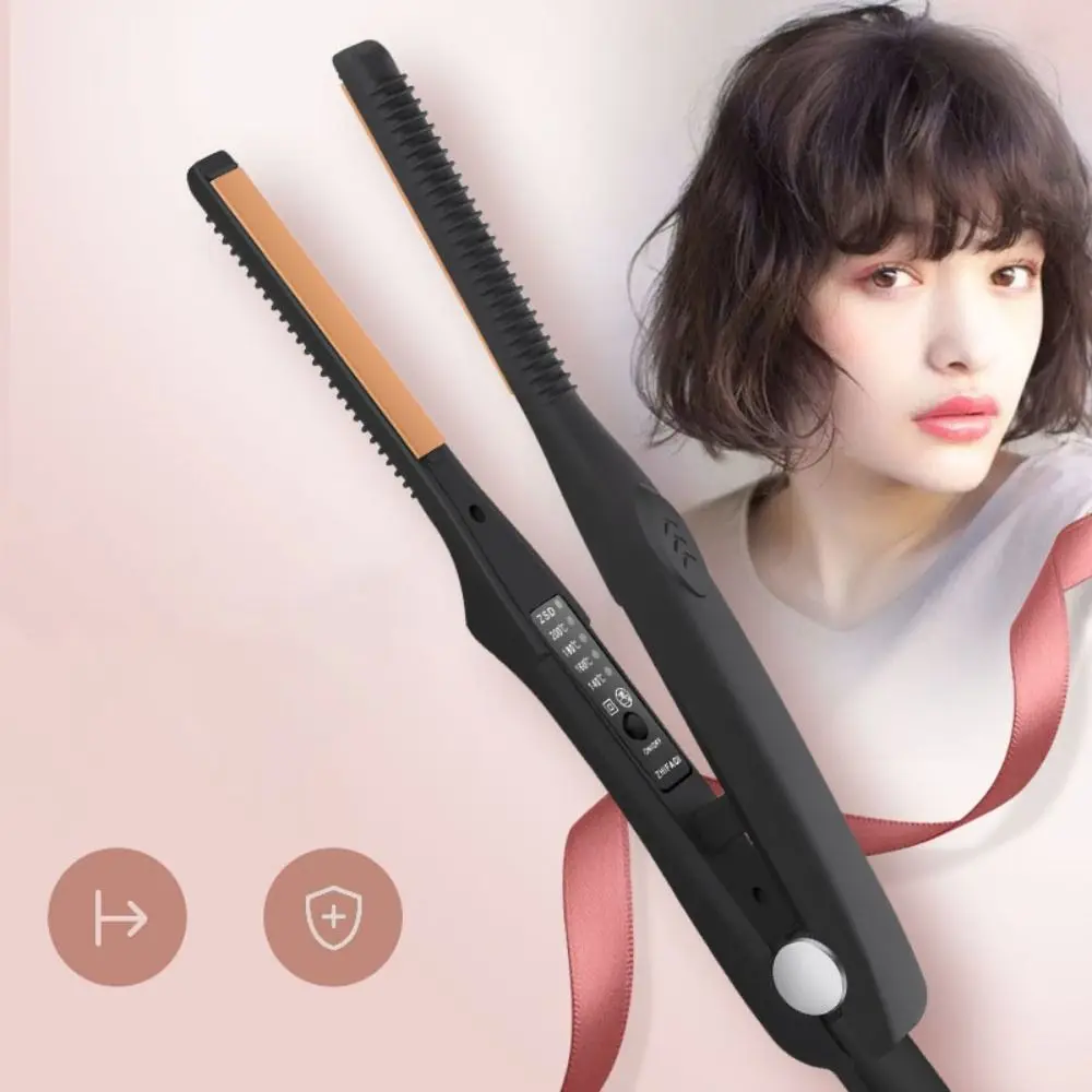 

Professional 2 in 1 Hair Straightener Portable Women Men Mini Hair Curler Ionic Heating Coil Electric
