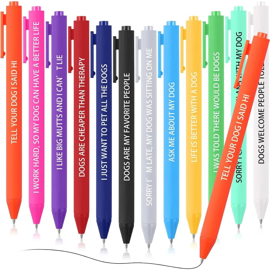 

12 Pcs Funny Dog Pens Assorted Colored Dog Lovers Pens Set with Funny Phrase Black Ballpoint Pens for Everyday Cute Gifts for D