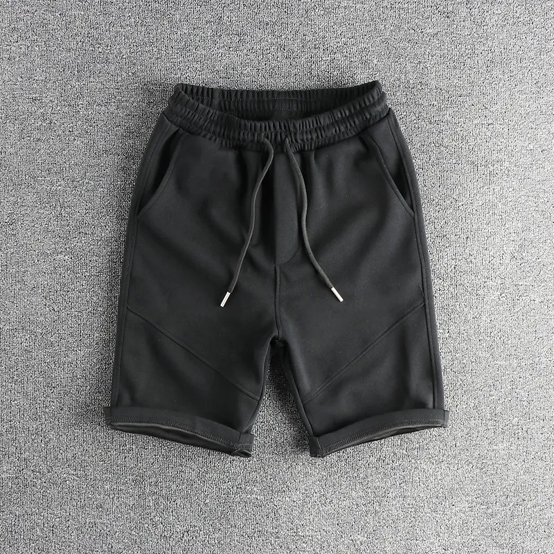 989 Summer New American Retro Knitted Solid Color Shorts Men's Fashion Loose Elastic Wasit Drawstring Sport Casual 5-point Pants