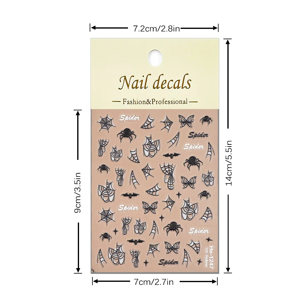 

1/5/10 шт. Хэллоуин 5D тисненные наклейки для дизайна ногтей паутины летучая мышь бабочки наклейки для ногтей для DIY маникюр украшения наклейки
