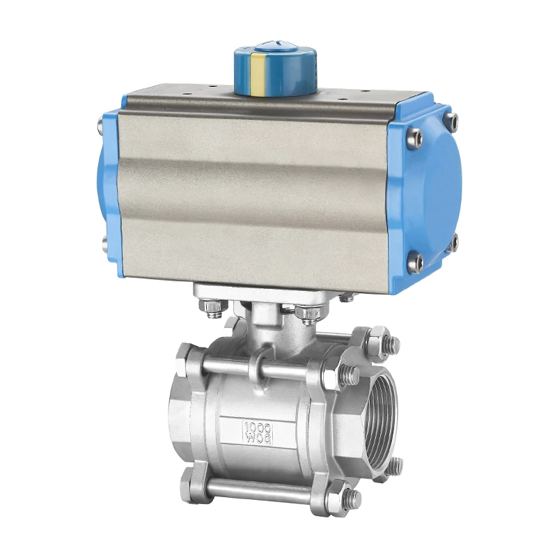 High quality popular industrial pneumatic DN15 three-piece stainless steel water vapor pipe control ball valve