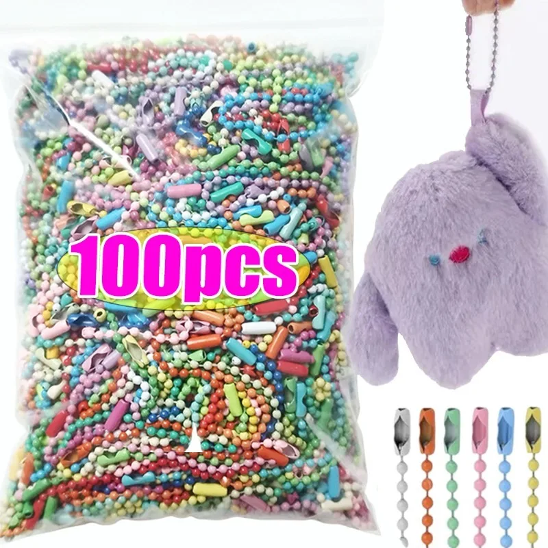 10-100pcs Colorful Bead Chains DIY Handmade Pendant Keychain Chains Hanging Tag Chain DIY Bracelet Jewelry Making Accessorise