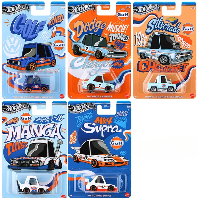 Hot Wheels Alloy Model Noppo Gulf Racing Car Chevy Silverado Tooned Volkswagen Manga 1:64 Toy for Boy Toyota Supra Dodge Charger