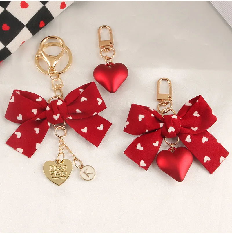 

Christmas New Year Style Red Bow Heart Pendant Ladies' Handbag Shoulder Bag Decor Buckle Hanger Charm Keychain Cute Xmas Gifts