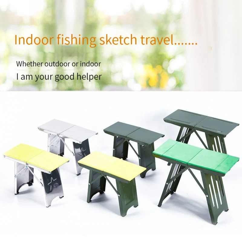 Outdoor Folding Stool Convenient Mini Steel Fishing Stools Lightweight Train Portable Mazar Seat Tourism Foldable Camp Chair