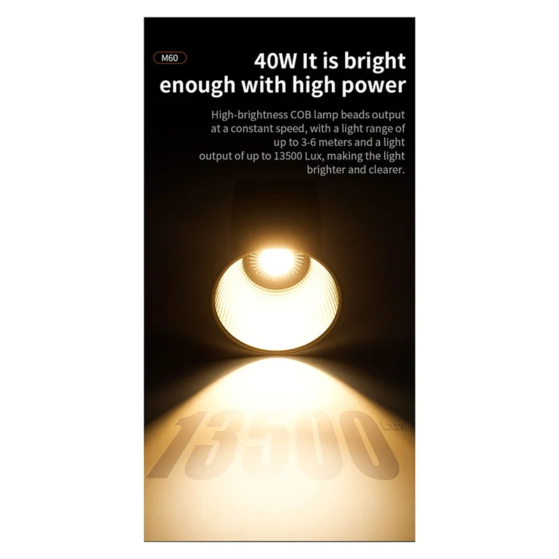 

(Ограниченное предложение) Ручка M60 для фотостудии COB, двухцветный CCT 2500-6500K CRI, больше, чем равное 95 TLCI, больше, чем равное 97 E