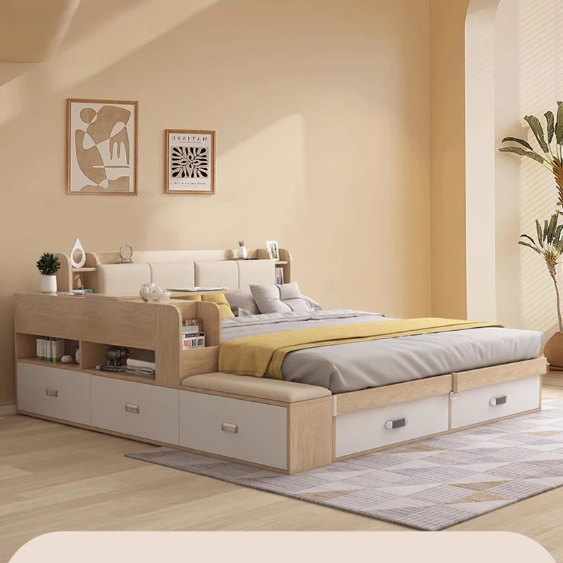 

Double Floor Bed Universal Professional Vintage Simple Sleeping Sun Room Decor Bed Large Size Letto Matrimoniale Home Furniture