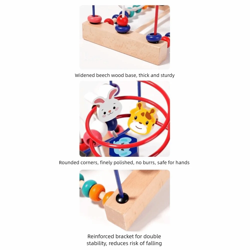 Wooden Wooden Beads Toys Colorful Interactive Design Early Education Toys Animals Shapes Counting Learning Bead Maze